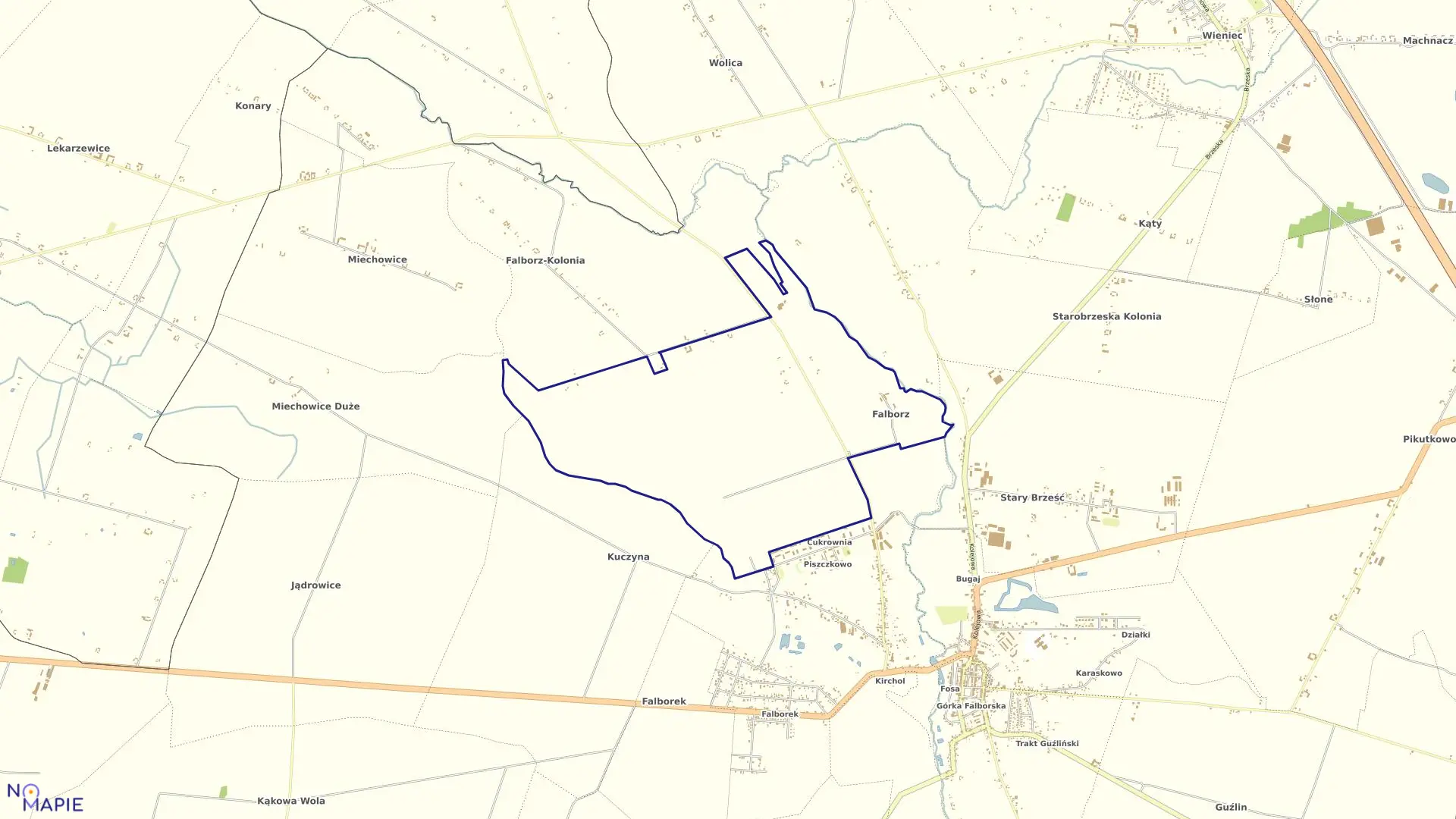 Mapa obrębu Falborz Parcele w gminie Brześć Kujawski