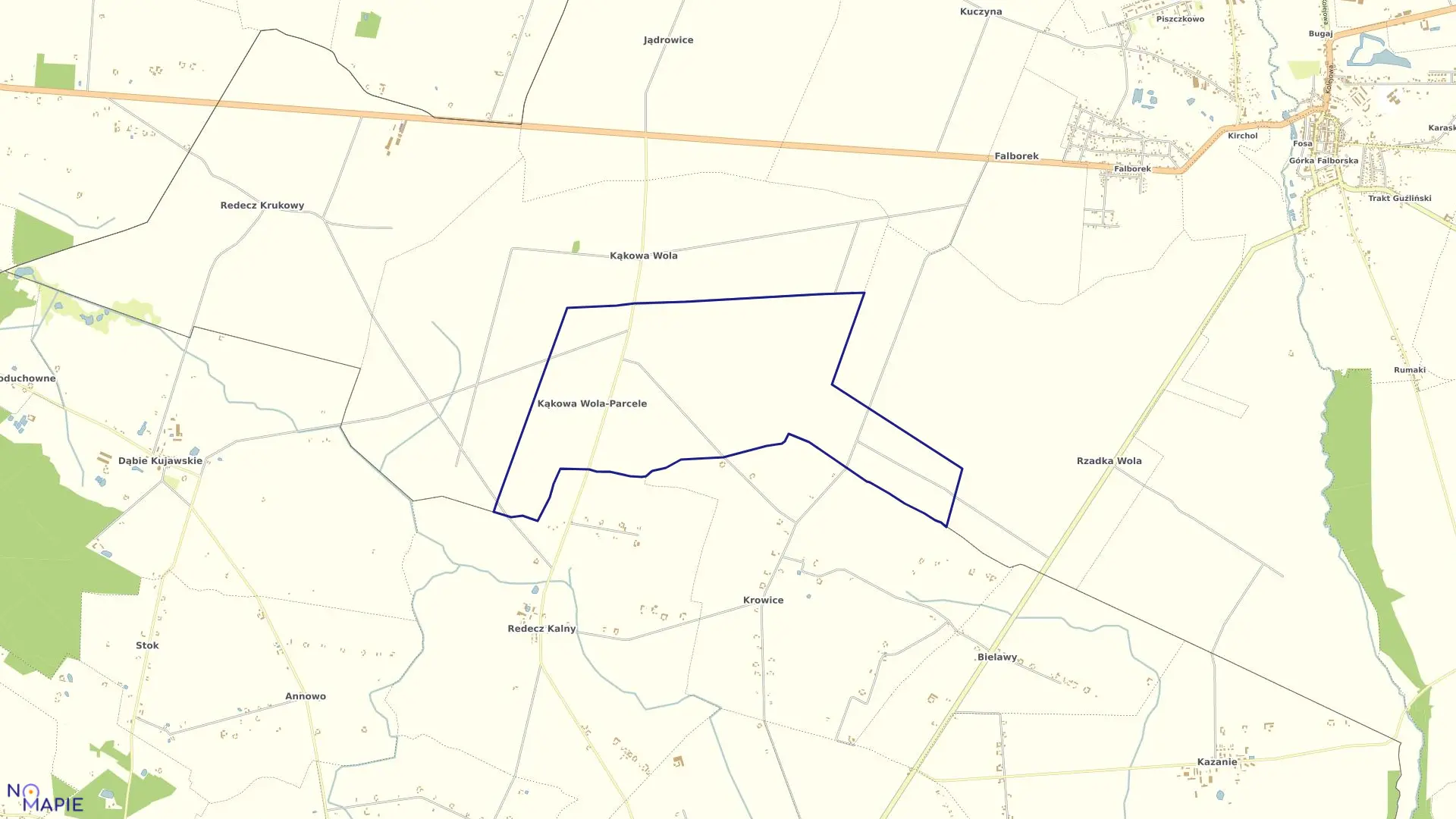 Mapa obrębu Kąkowa Wola Parcele w gminie Brześć Kujawski