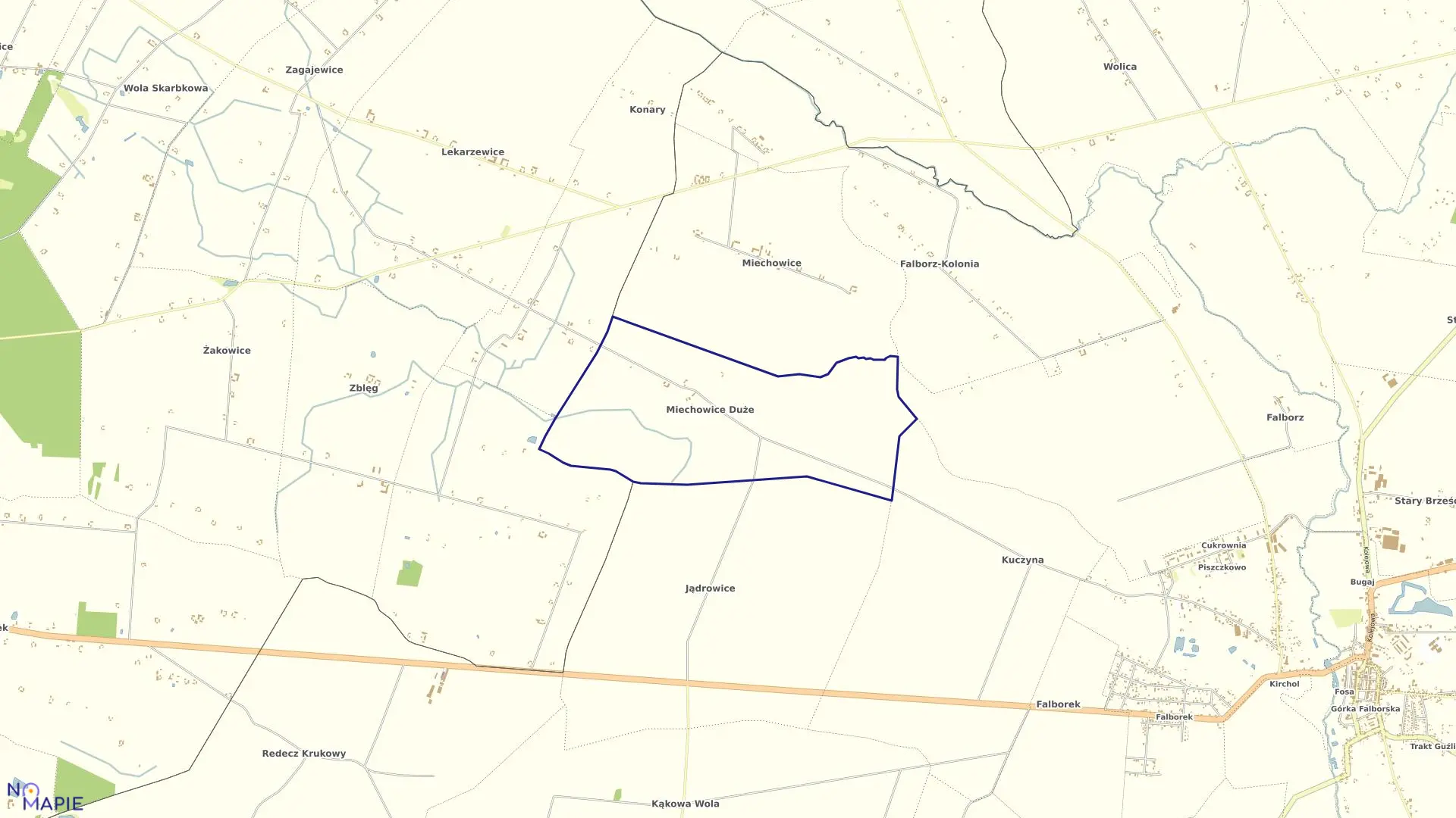 Mapa obrębu Miechowice Parcele w gminie Brześć Kujawski